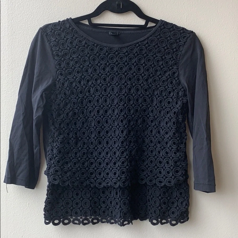 j.Crew black crochet top
